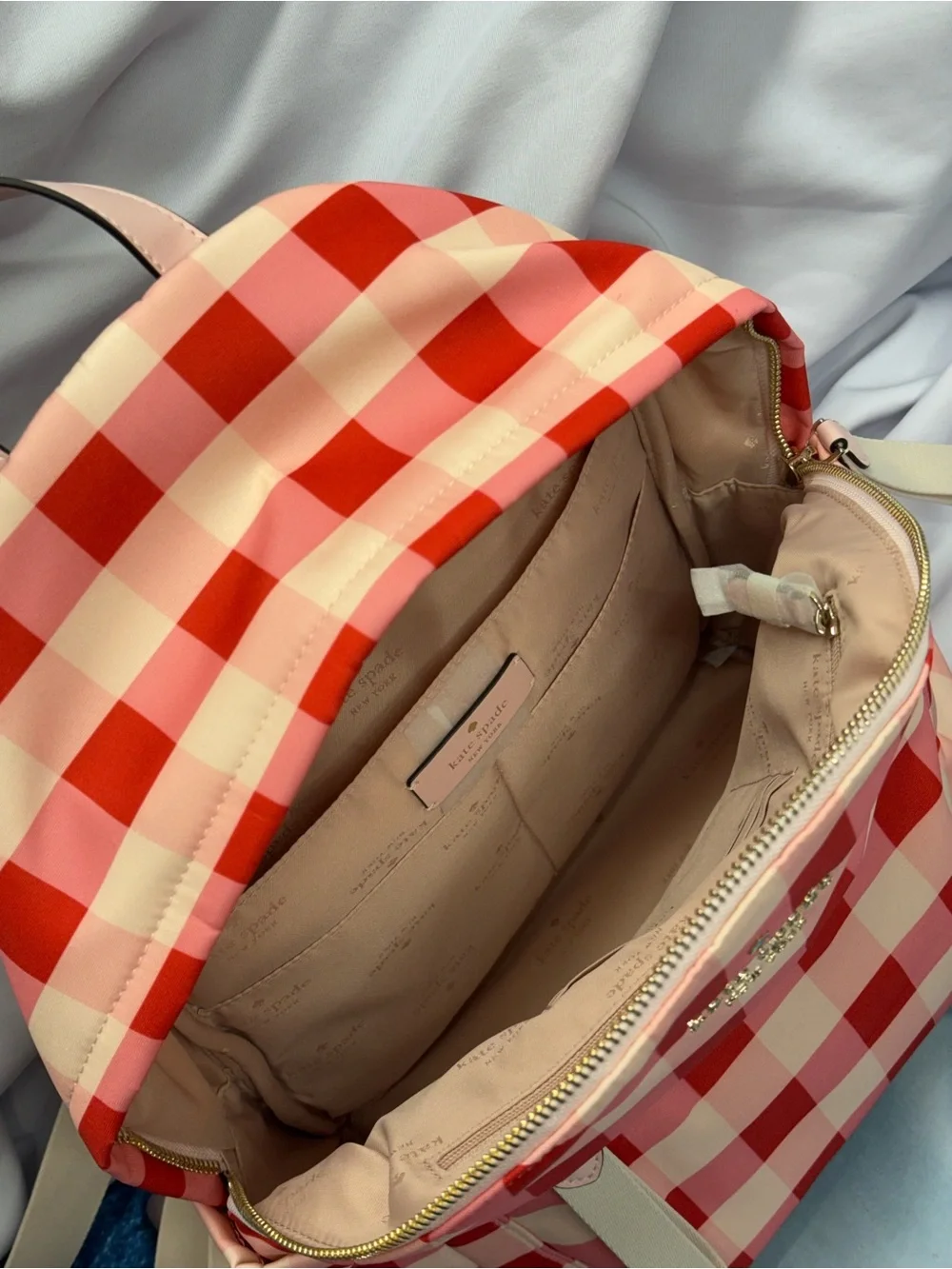 (new+tag) Kate Spade Chelsea Medium Backpack Pink Multi Gingham